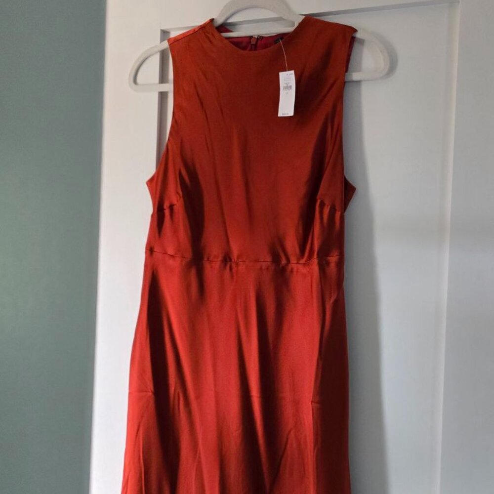 Rust 100% Silk Mini Dress Size 6 NWT Banana Republic